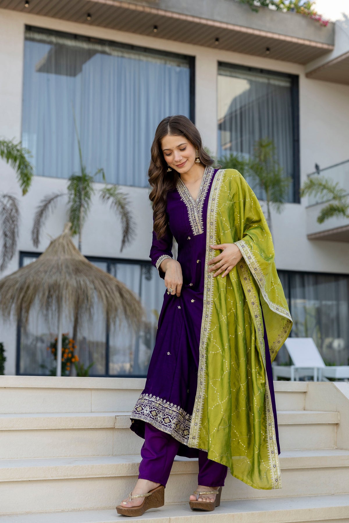 Ruhani Vichitra Silk Embroidered Suit Set