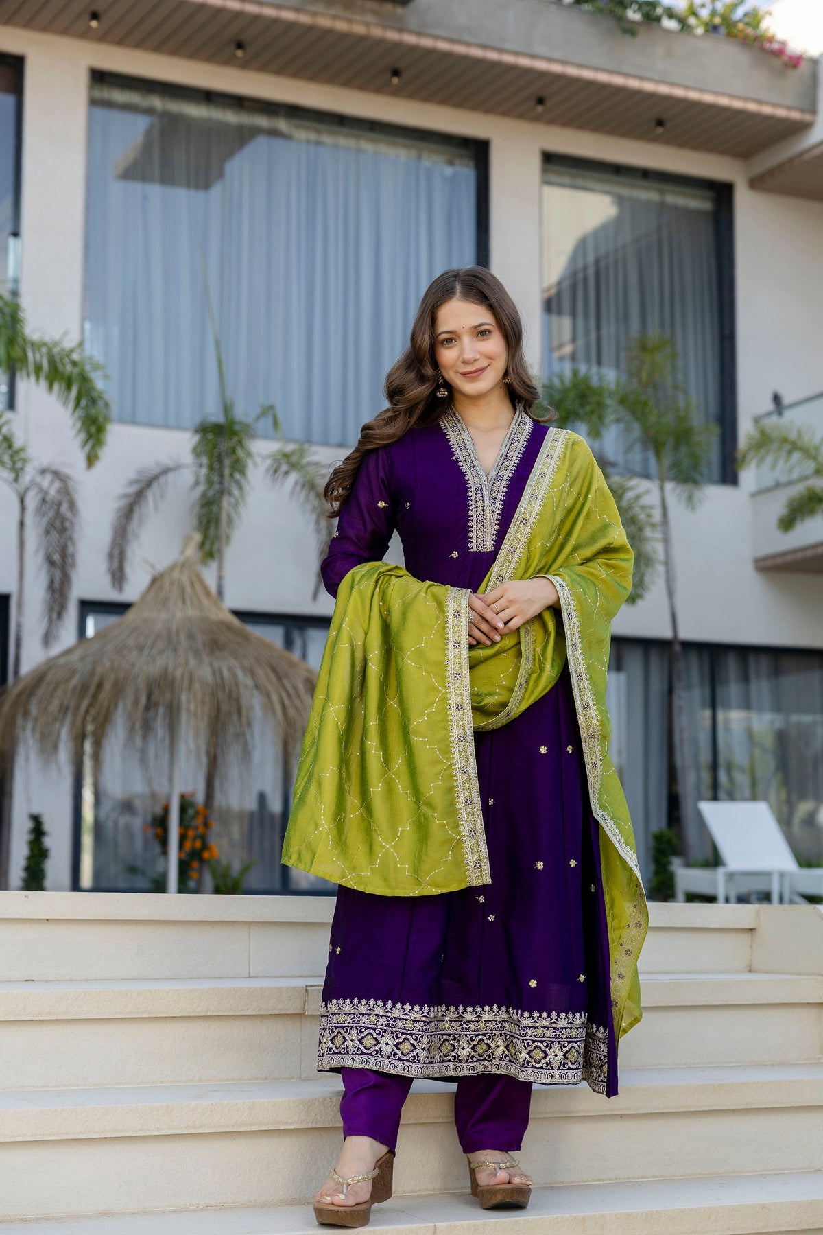 Ruhani Vichitra Silk Embroidered Suit Set