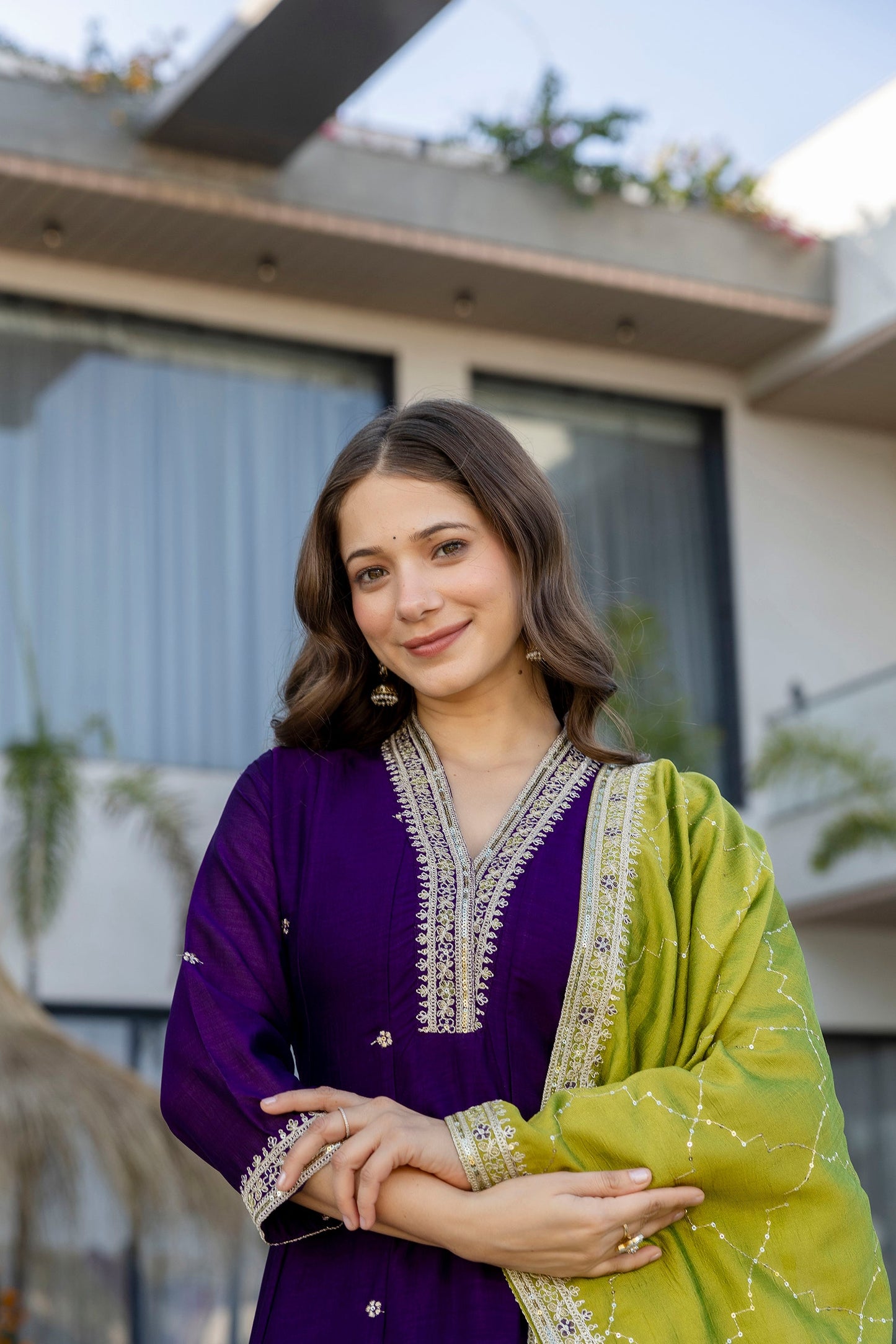 Ruhani Vichitra Silk Embroidered Suit Set