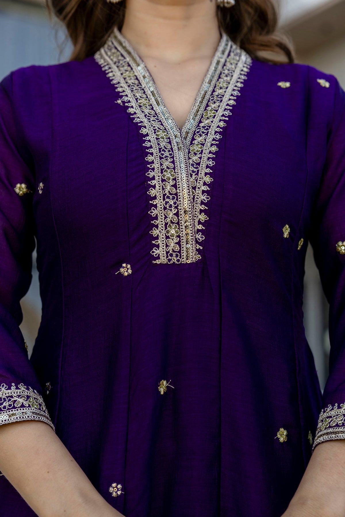 Ruhani Vichitra Silk Embroidered Suit Set