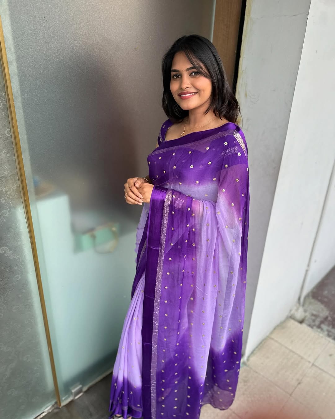 Most Viral Pure Viscose Georgette Lavender Saree With Satin Border