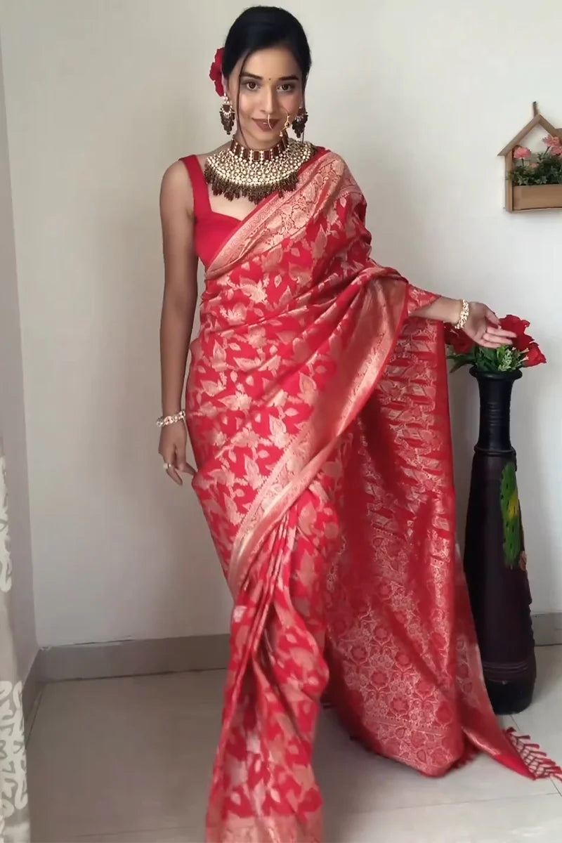 Trending 1 Min Ready To Wear Soft Silk Saree With Blouse