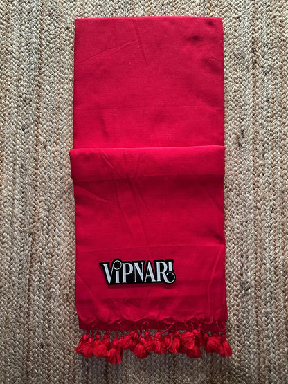 Traditional Handloom Cotton Saree With Stitched Designer Handwork Blouse