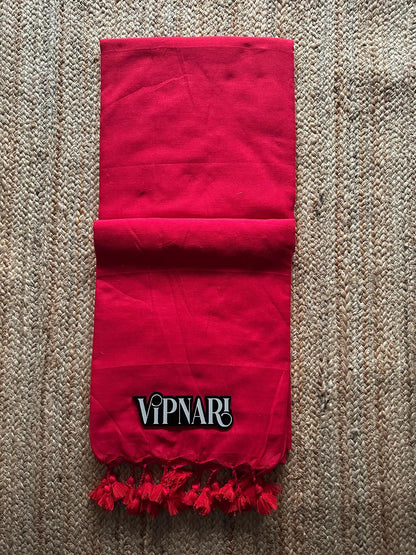 Very Beautiful Handloom Cotton Saree With Stitched Designer Handwork Blouse