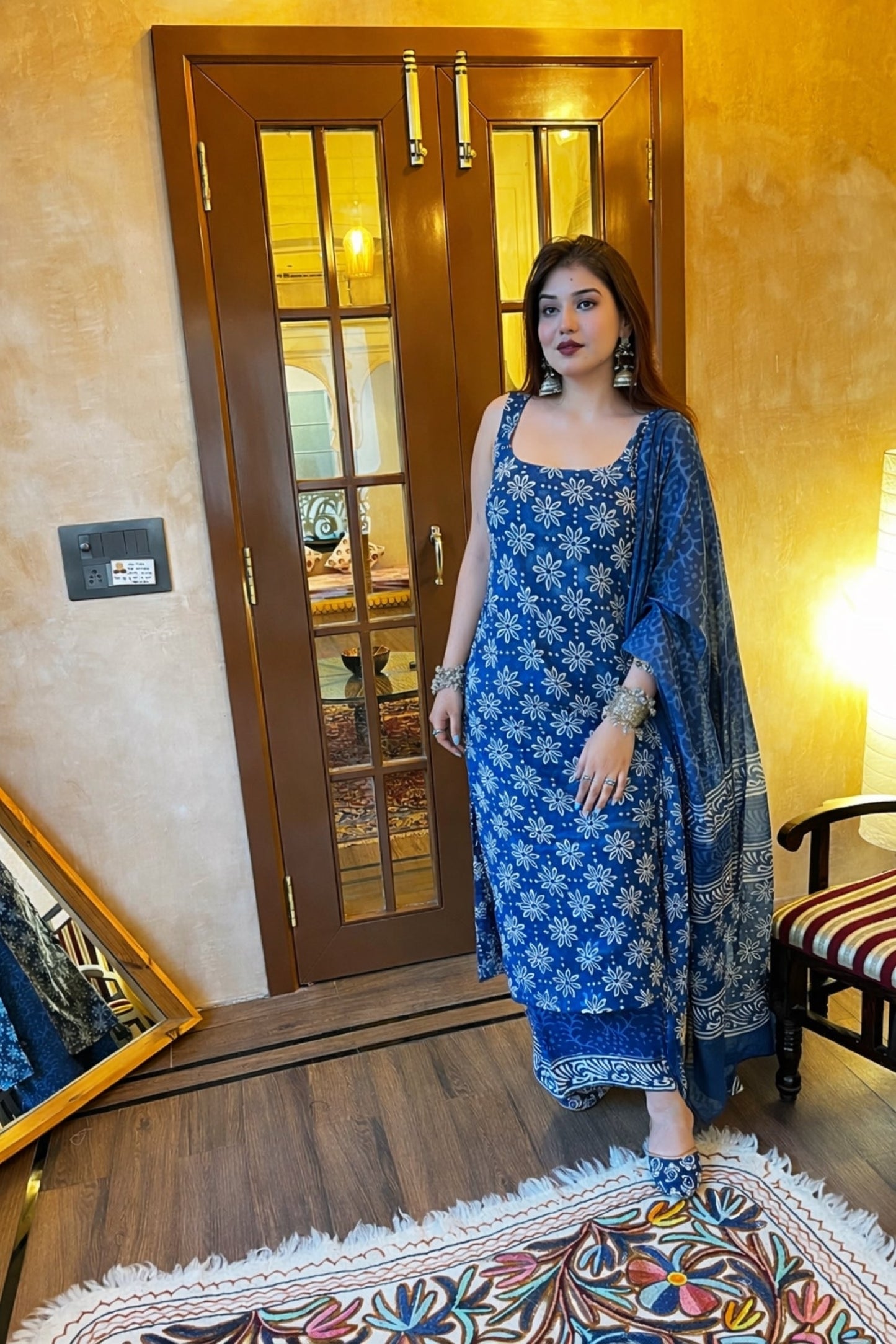 Indrani Blue Floral Suit Set