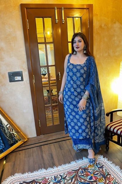 Indrani Blue Floral Suit Set