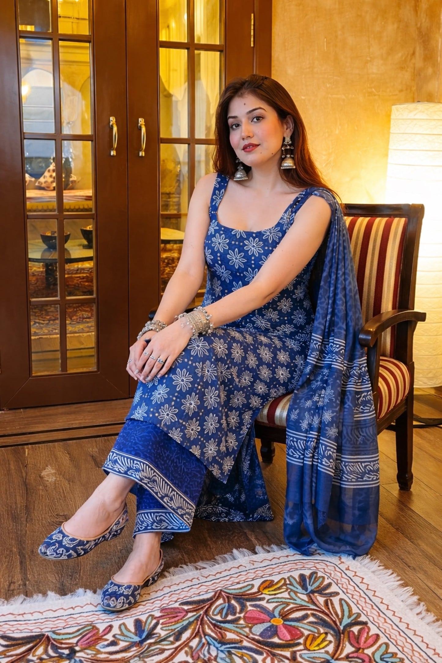 Indrani Blue Floral Suit Set