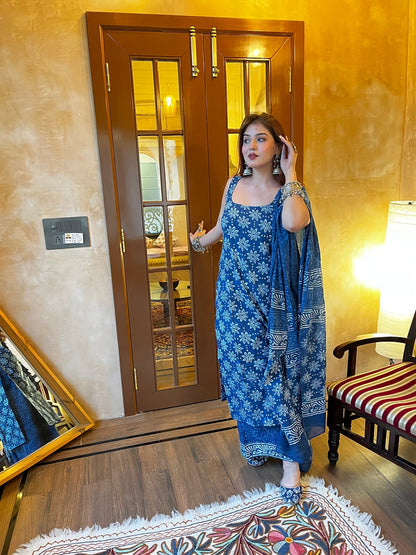 Indrani Blue Floral Suit Set