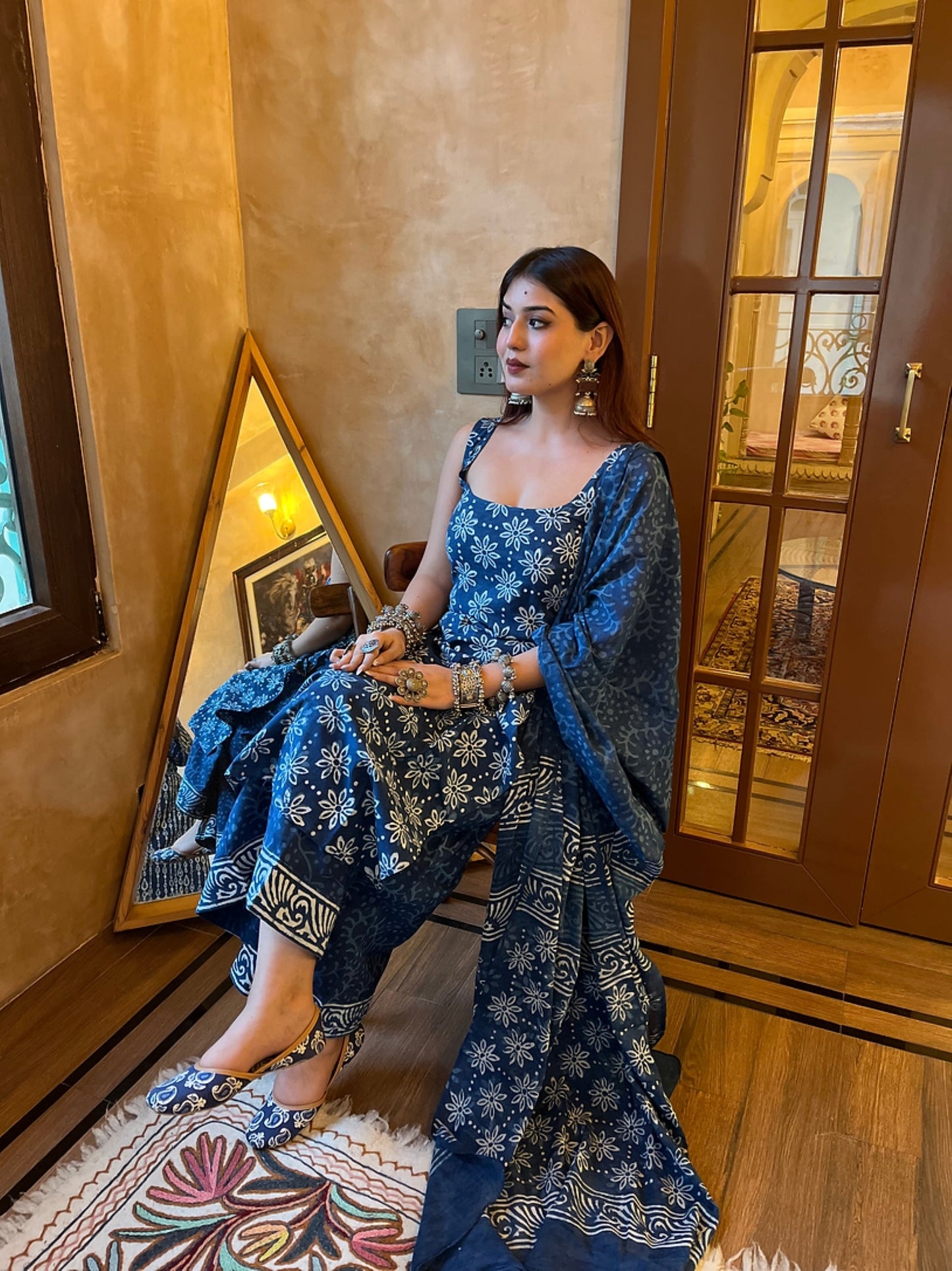 Indrani Blue Floral Suit Set