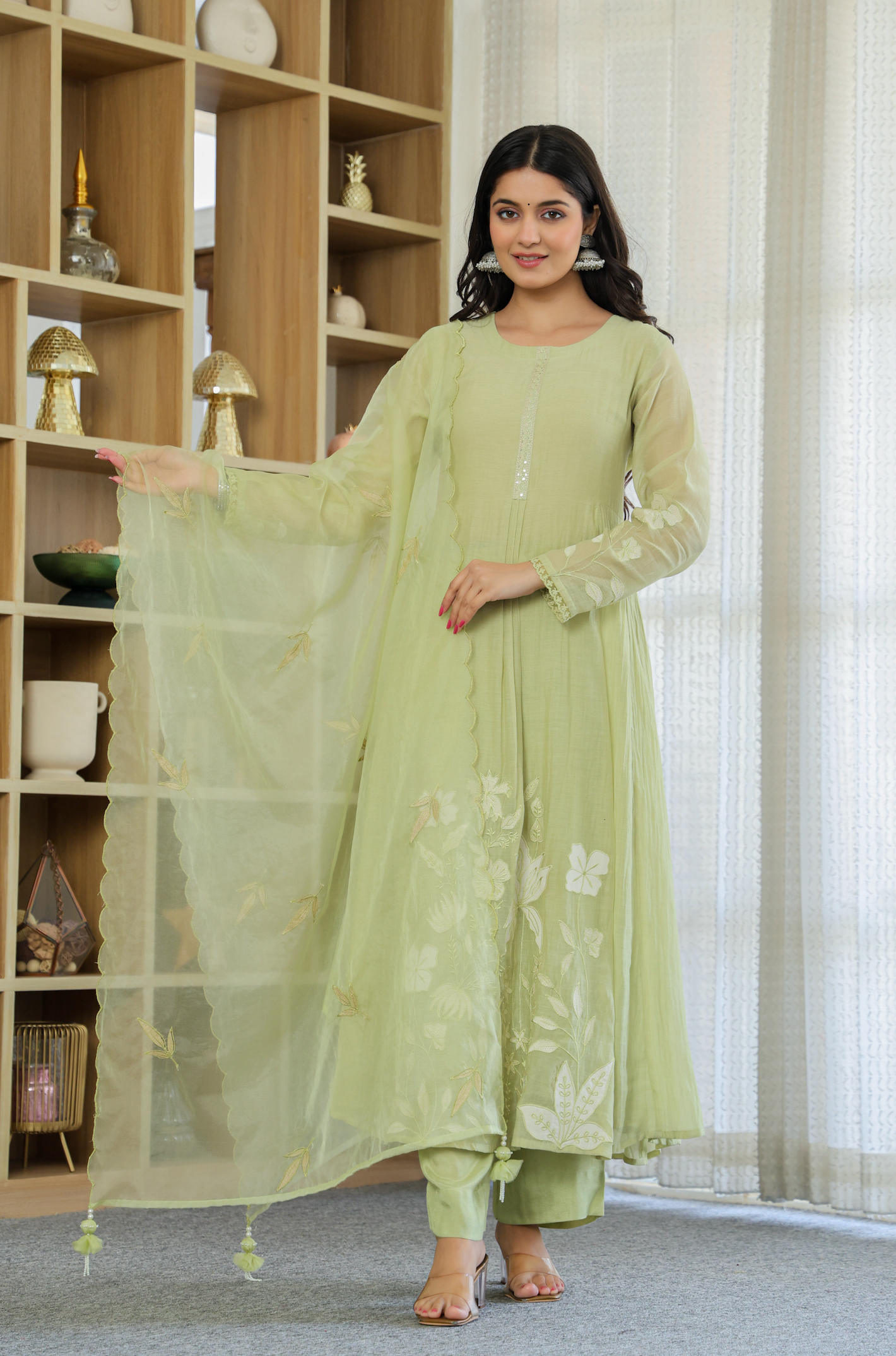 graceful Chanderi Silk Embroidery Suit Set