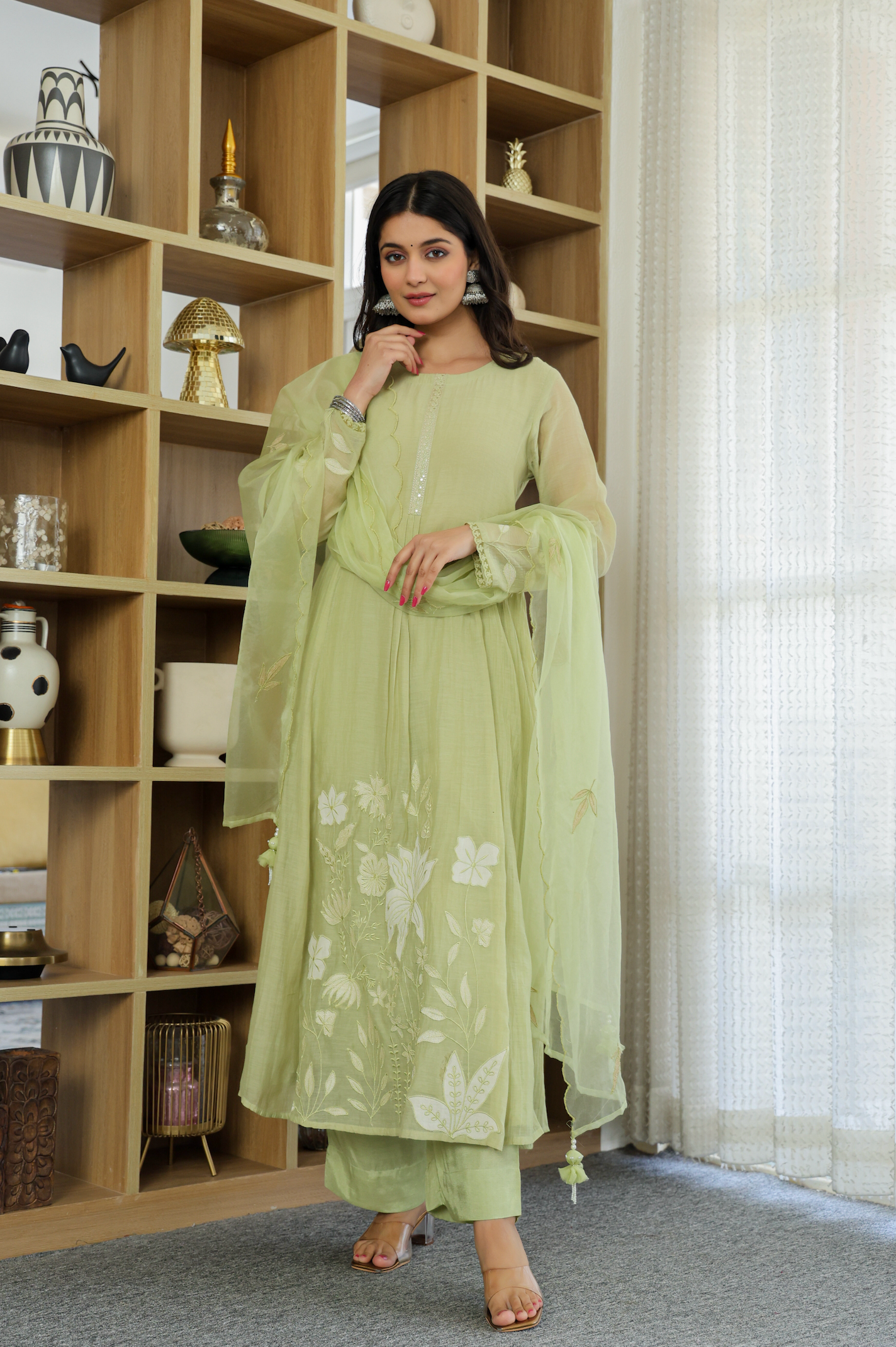 graceful Chanderi Silk Embroidery Suit Set