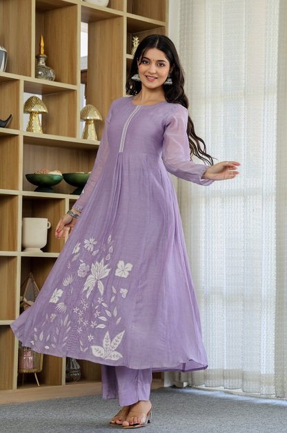 graceful Chanderi Silk Embroidery Suit Set