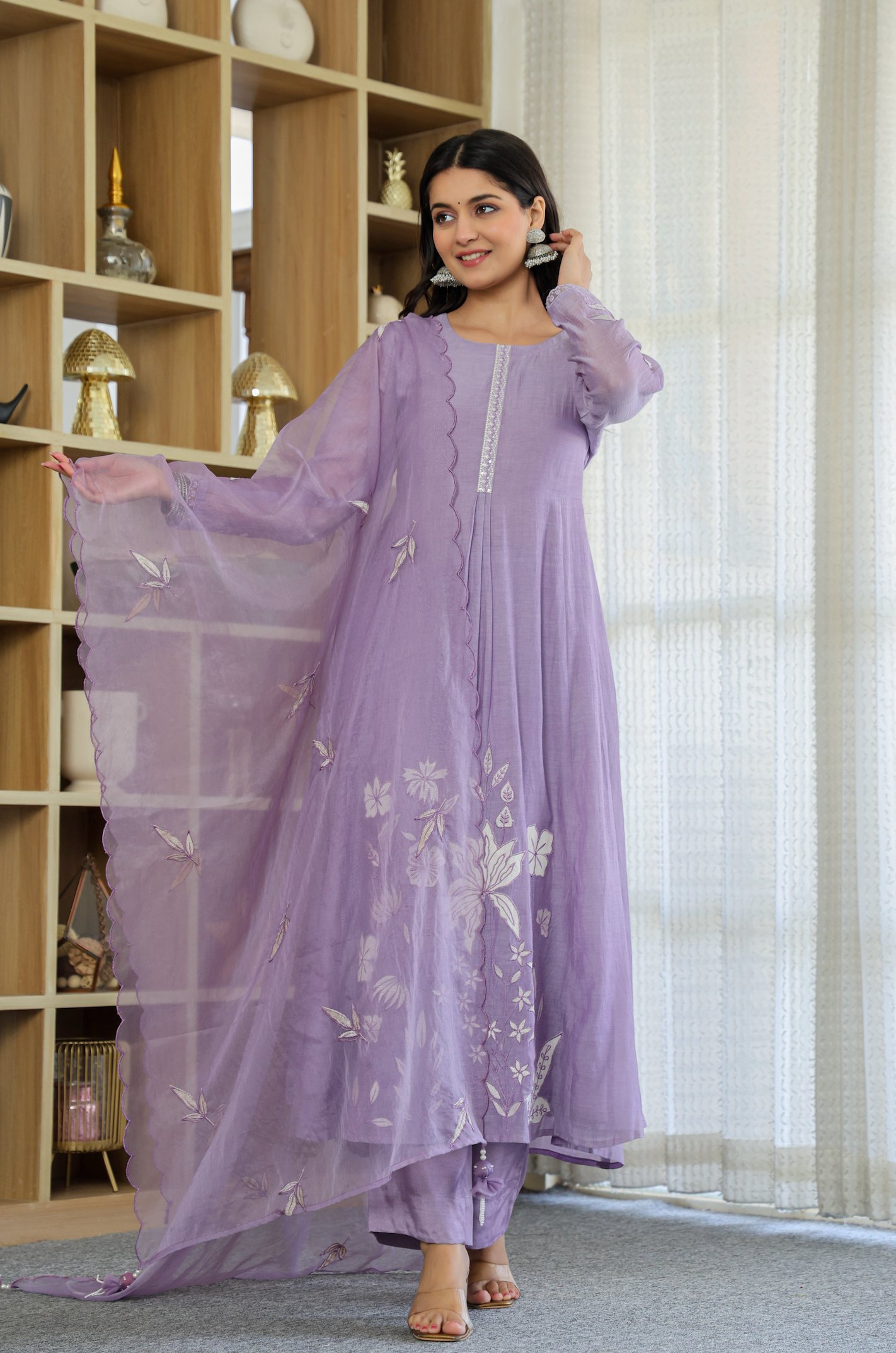 graceful Chanderi Silk Embroidery Suit Set
