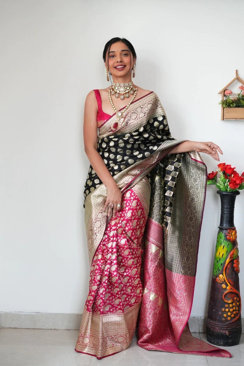 Trending 1 Min Ready To Wear Soft Silk Saree With Blouse