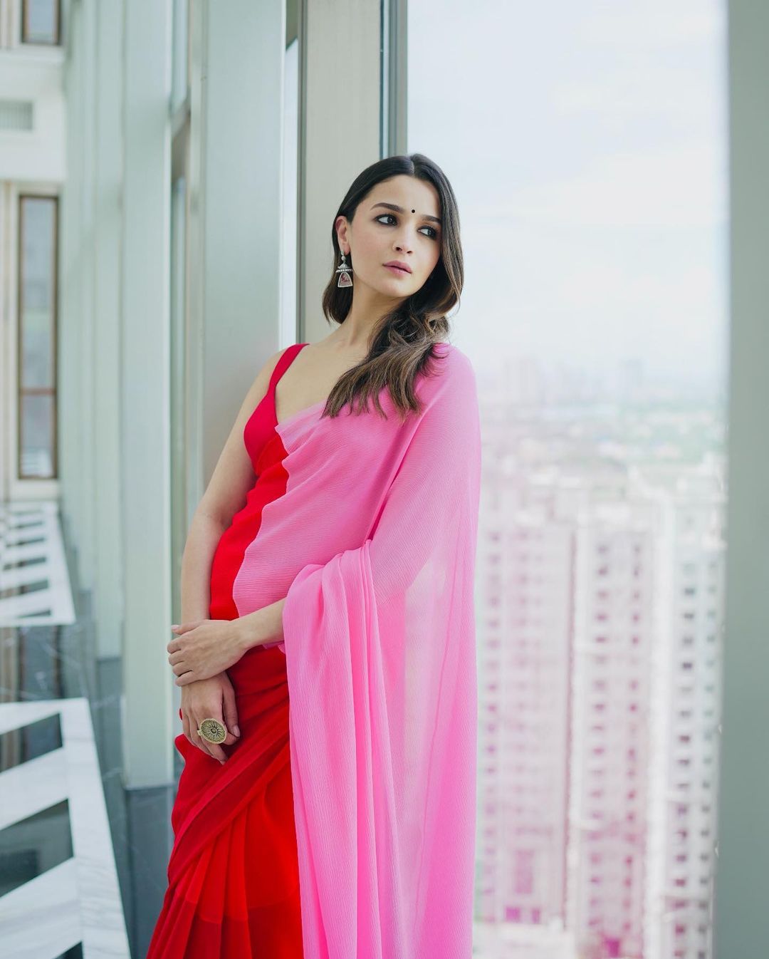 1 Min Ready To Wear Alia Bhatt Saree In Imported Georgette With Heavy Blouse