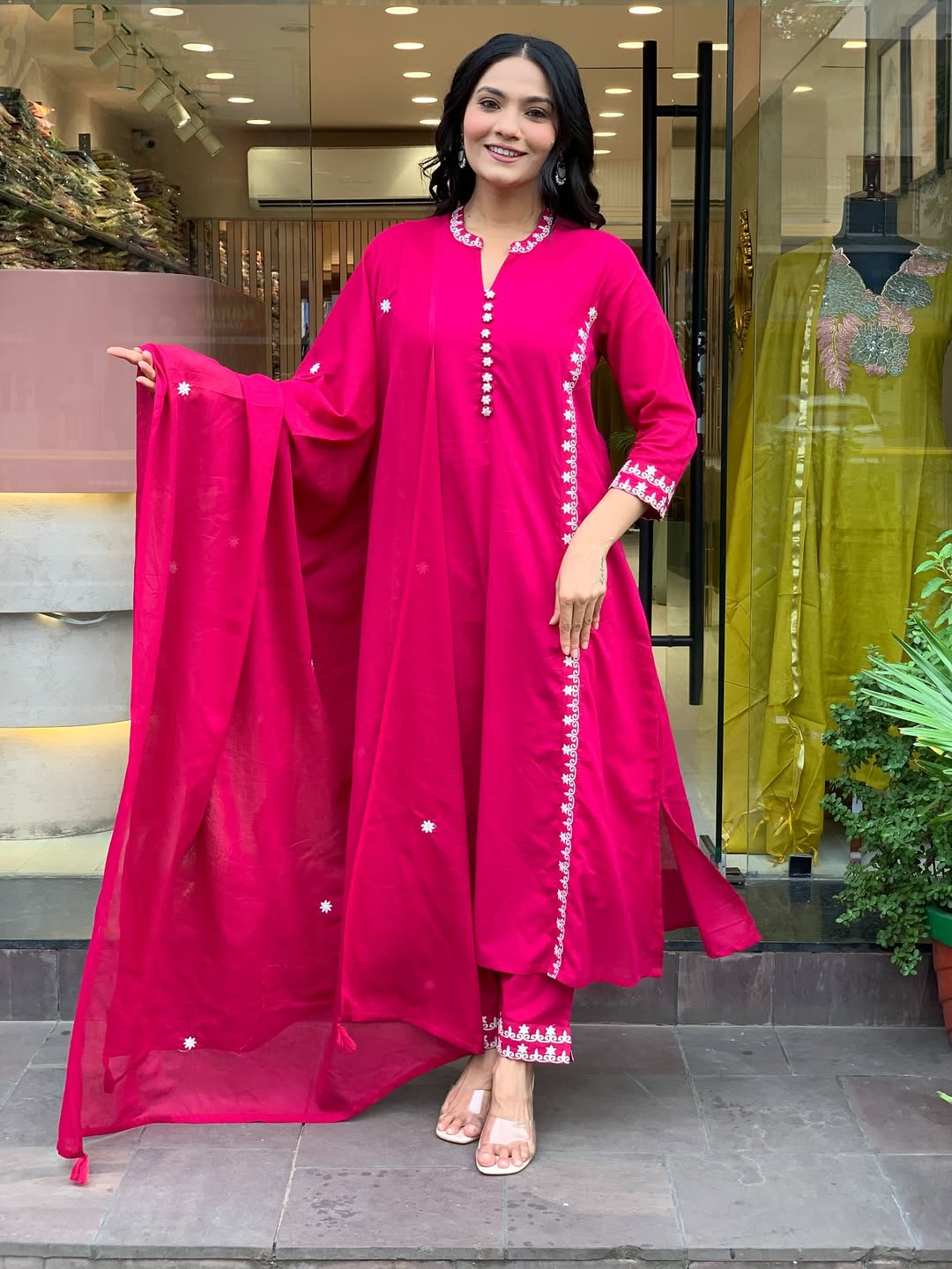 Aesthetic Chanderi Silk Embroidery Suit Set