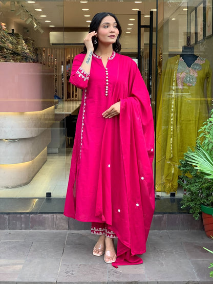 Aesthetic Chanderi Silk Embroidery Suit Set