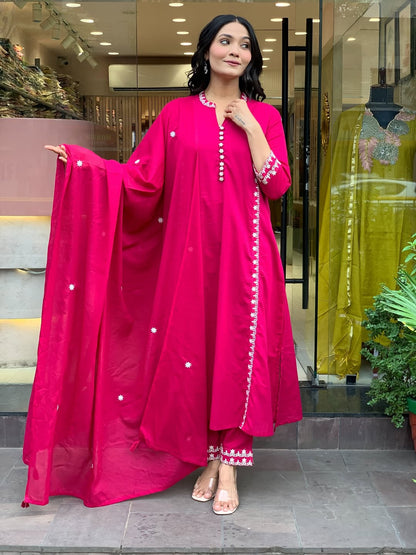 Aesthetic Chanderi Silk Embroidery Suit Set