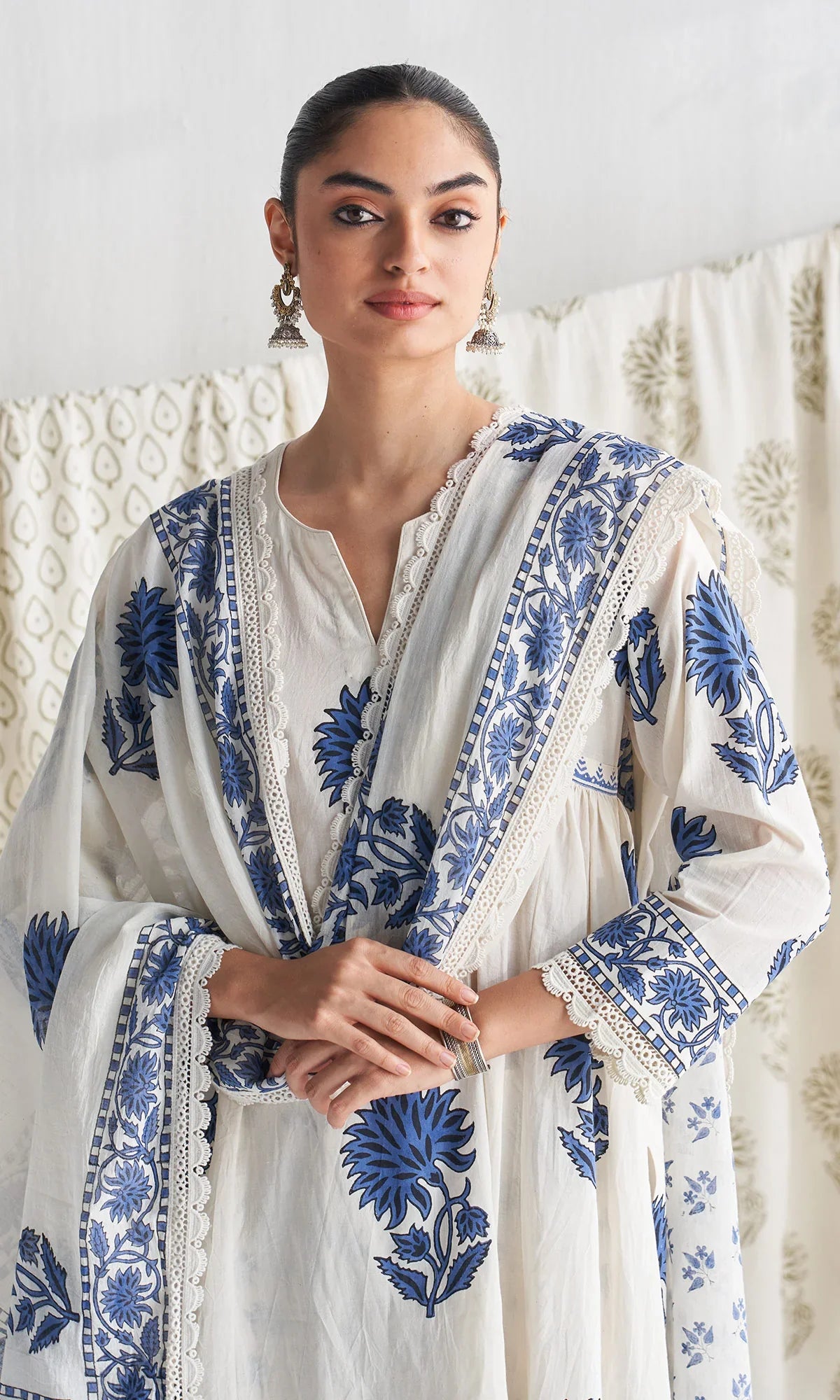 Anushka Sharma Inspired Pure Mul Cotton Jaipuri Block Print Suit Set