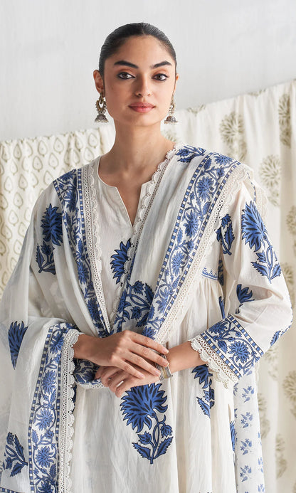 Anushka Sharma Inspired Pure Mul Cotton Jaipuri Block Print Suit Set