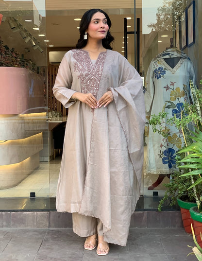 alluring Soft Muslin Cotton Embroidery Suit Set
