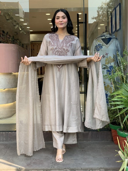alluring Soft Muslin Cotton Embroidery Suit Set