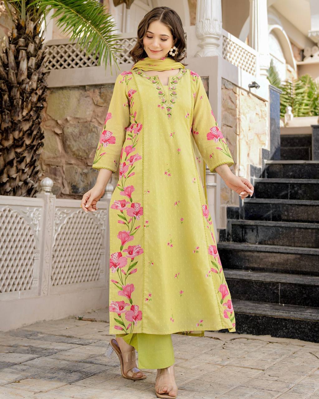 Very Glamorous Chanderi Silk Embroidery Suit Set