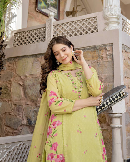 Very Glamorous Chanderi Silk Embroidery Suit Set