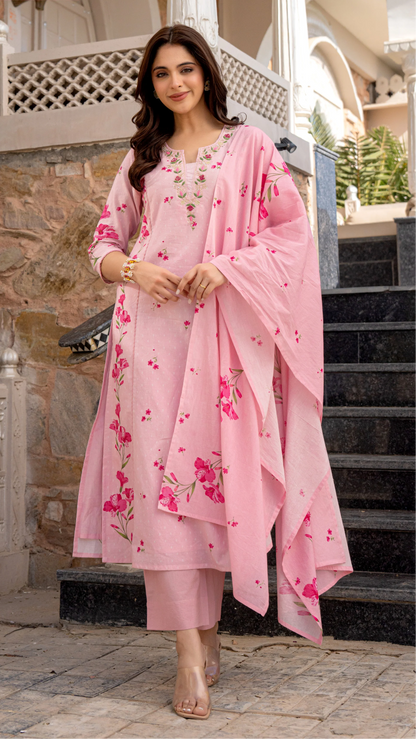 Very Glamorous Chanderi Silk Embroidery Suit Set