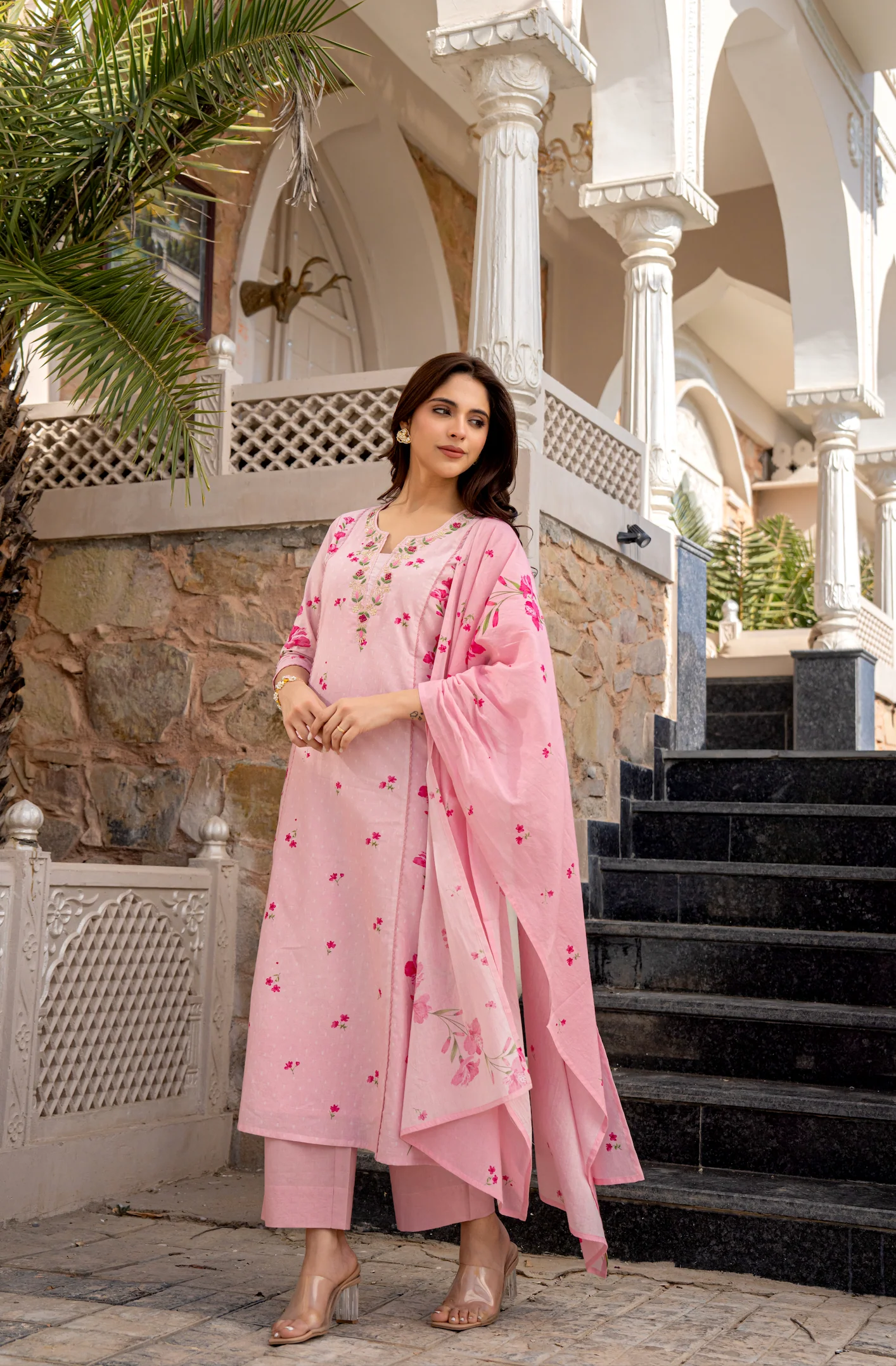 Very Glamorous Chanderi Silk Embroidery Suit Set