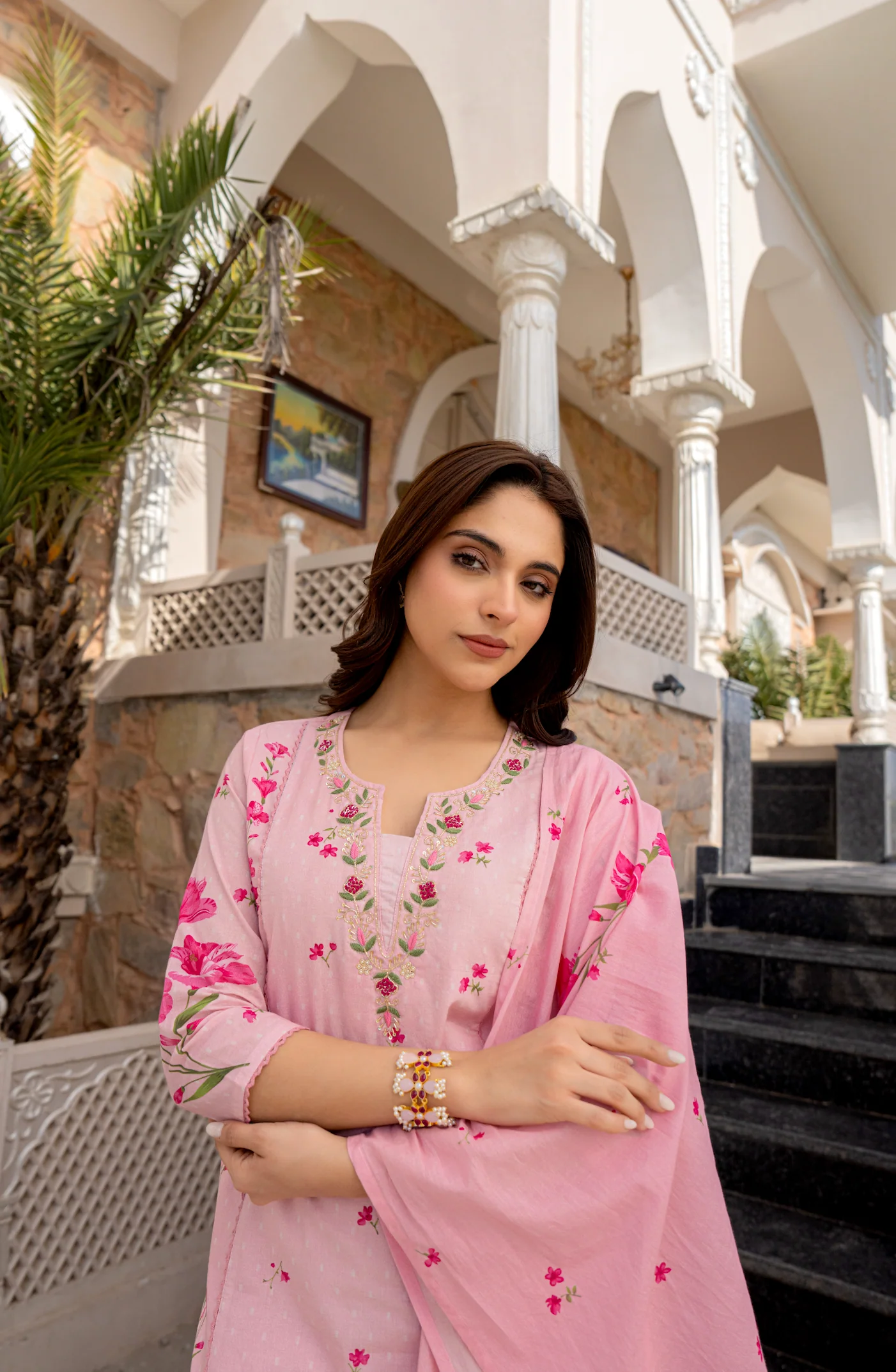 Very Glamorous Chanderi Silk Embroidery Suit Set