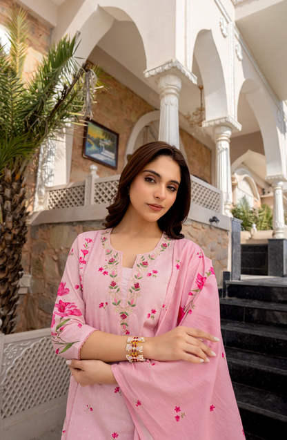 Very Glamorous Chanderi Silk Embroidery Suit Set