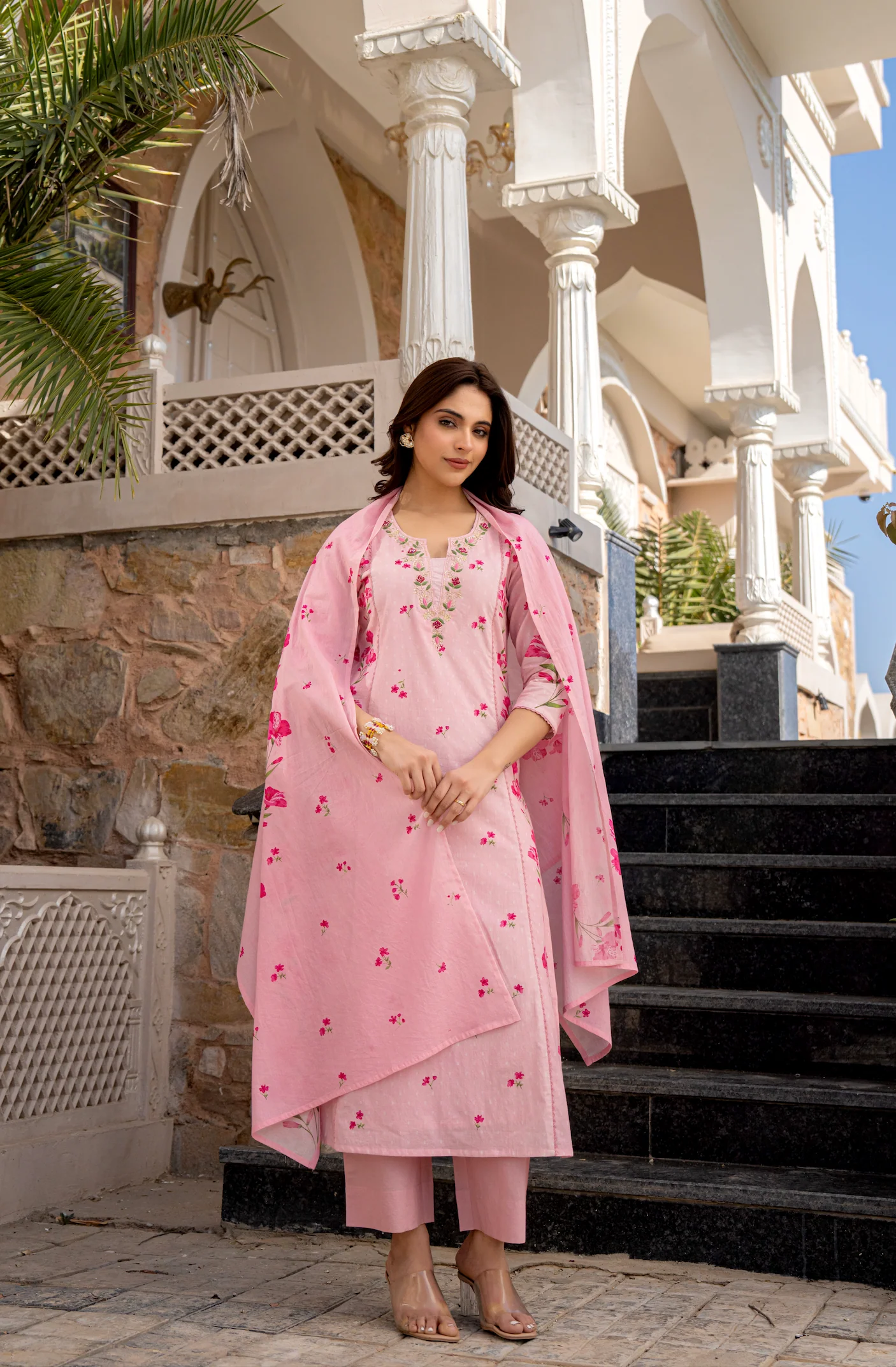 Very Glamorous Chanderi Silk Embroidery Suit Set