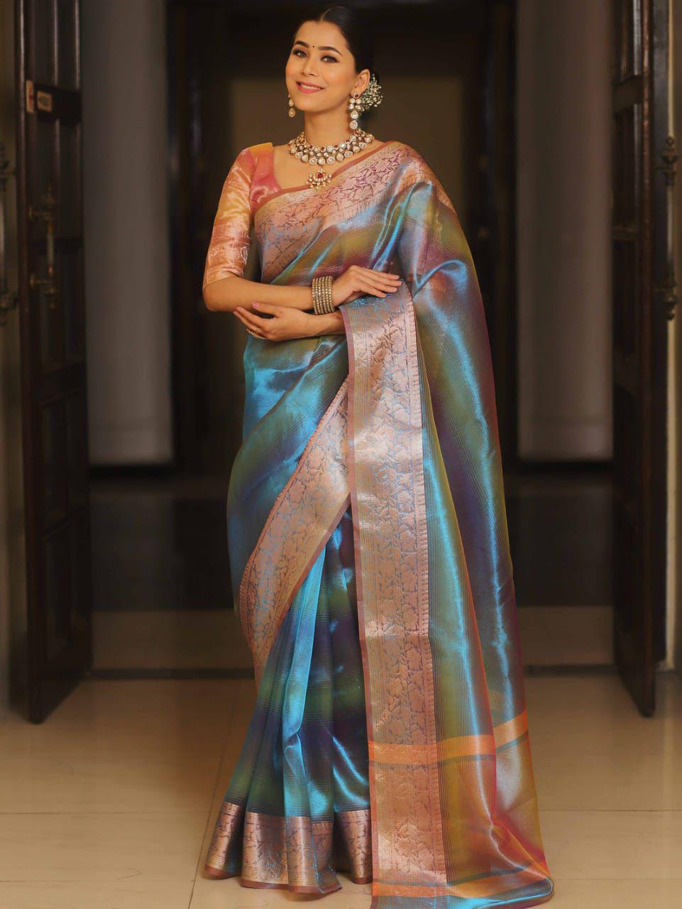 Remarkable Pure Soft Tissue Silk Saree With Blouse