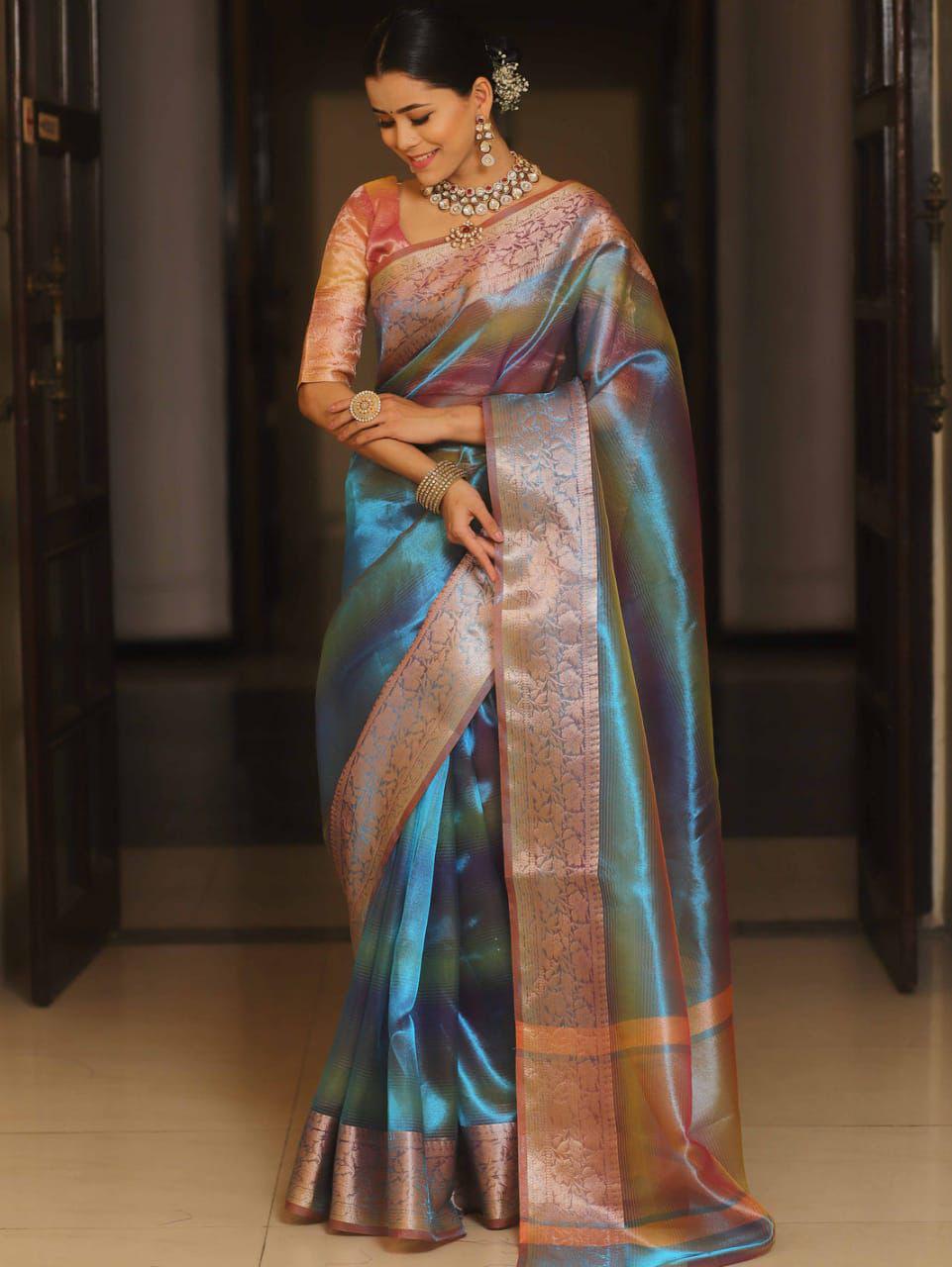 Remarkable Pure Soft Tissue Silk Saree With Blouse