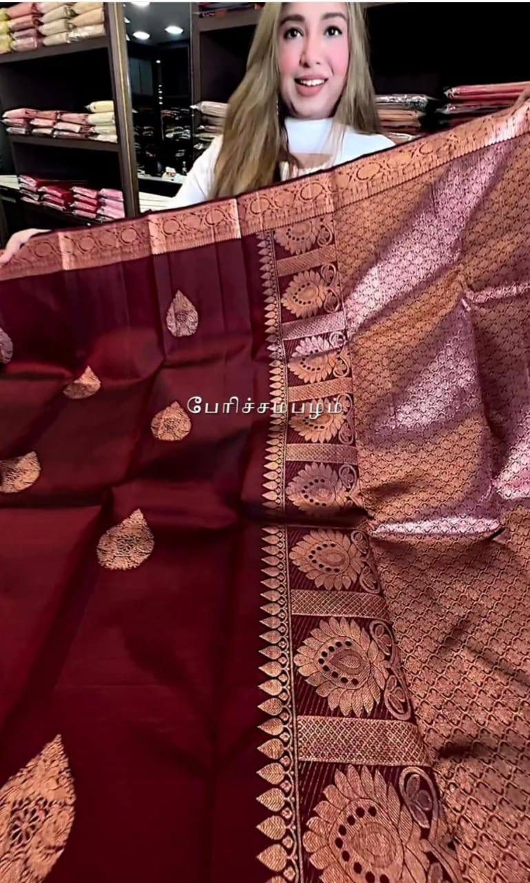 Stunning Pure Soft Banarasi Silk Saree With Blouse