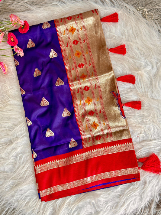 Dignified Modak Style Piathani Silk Saree with Zari Weaving