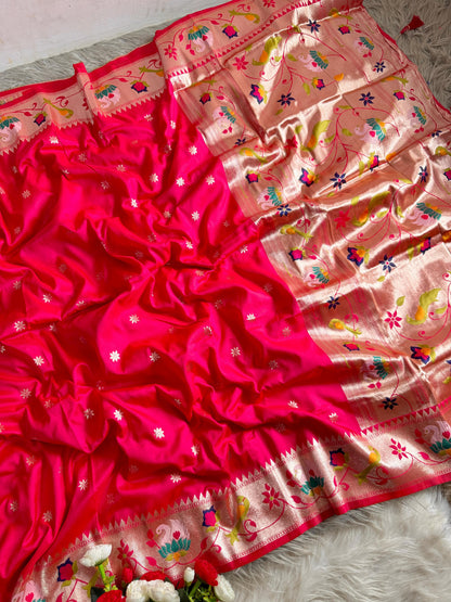 Dignified Rajhans Motifs Piathani Silk Saree with Zari Weaving
