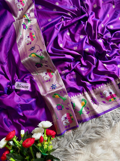 Dignified Rajhans Motifs Piathani Silk Saree with Zari Weaving