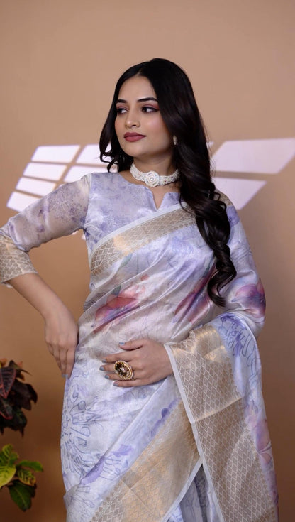 Beautiful Soft Silk Saree with Ethnic Pallu & Zari Border