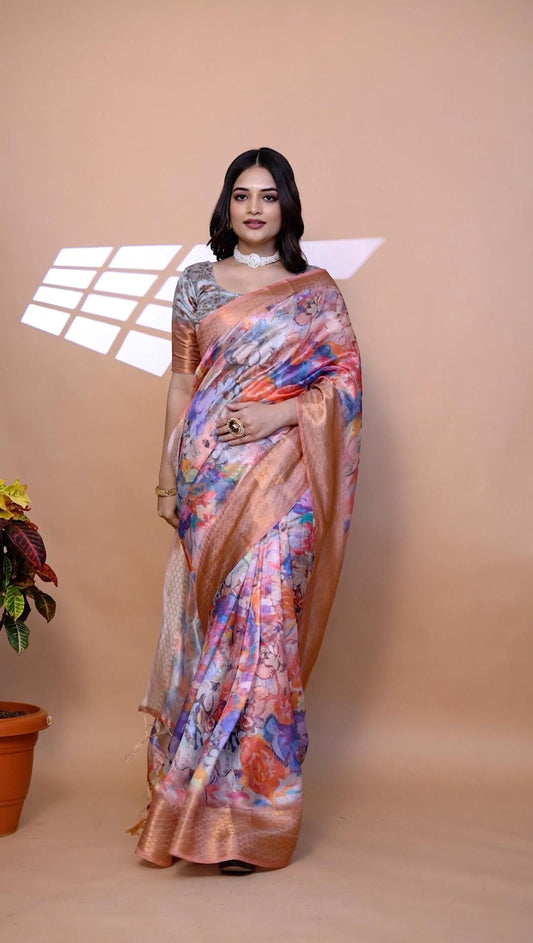 Charming Soft Silk Saree with Ethnic Pallu & Zari Border
