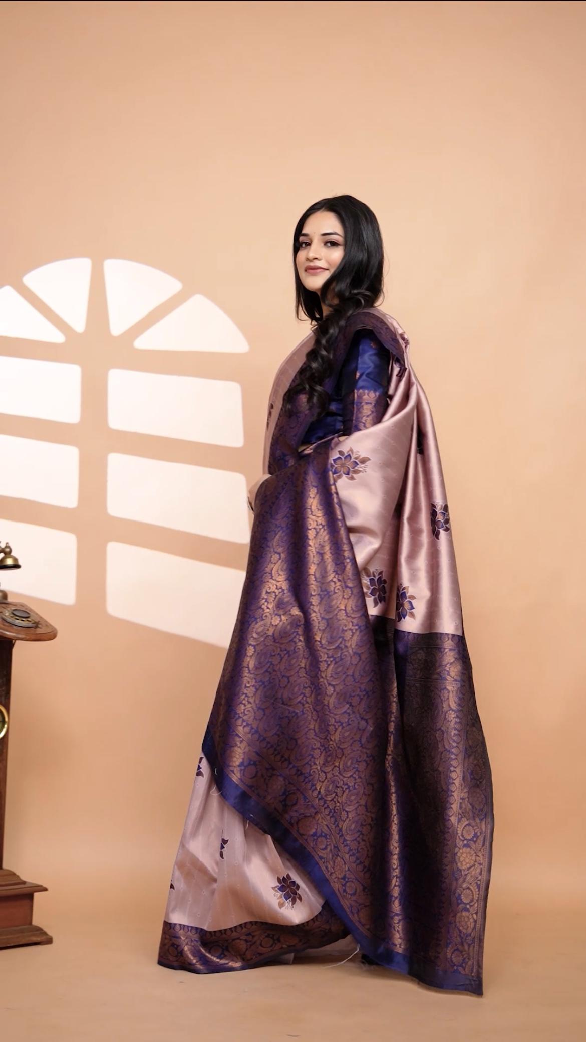 Beautiful Banarasi Silk Saree With With Zari Weaving