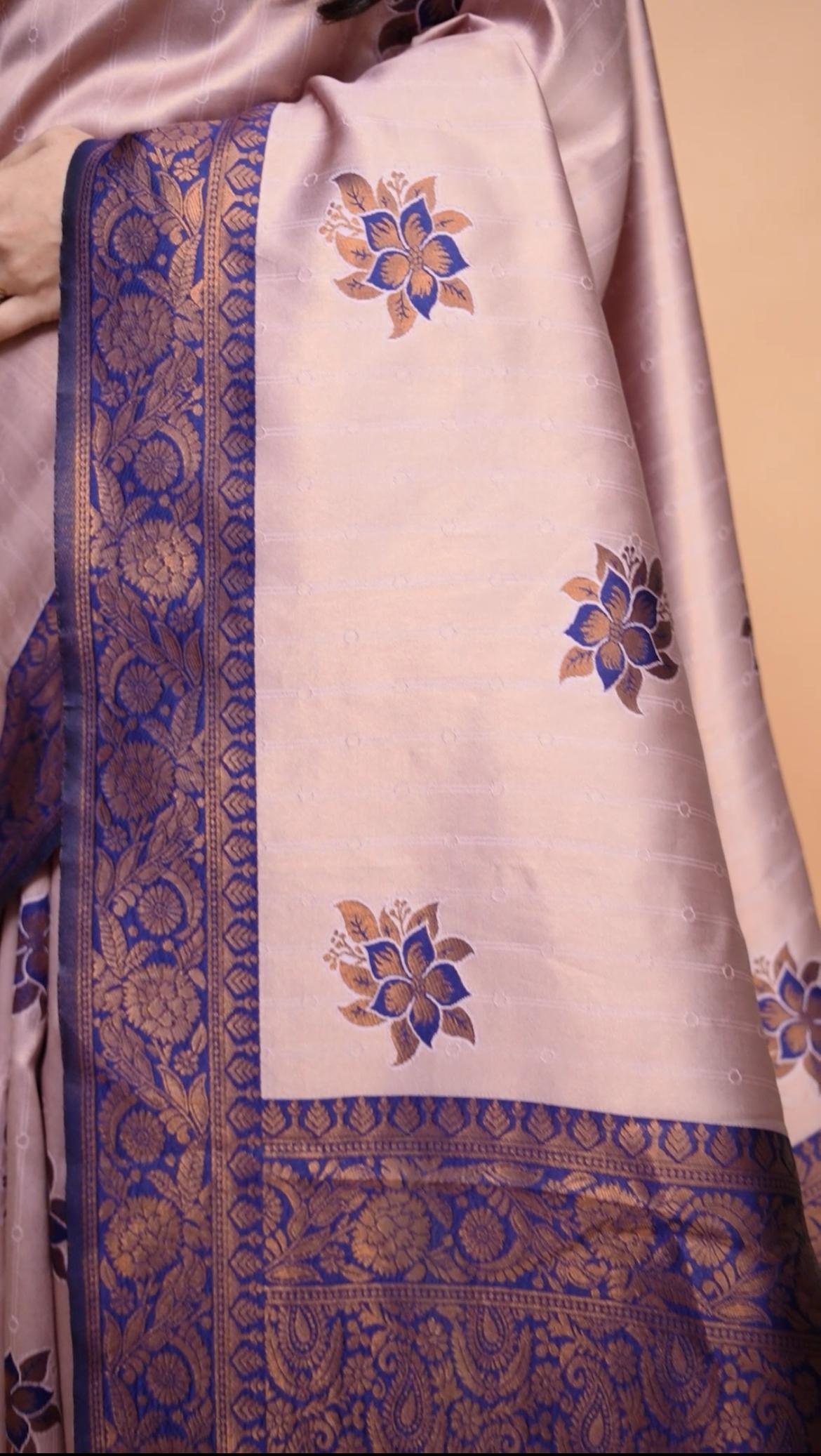 Beautiful Banarasi Silk Saree With With Zari Weaving