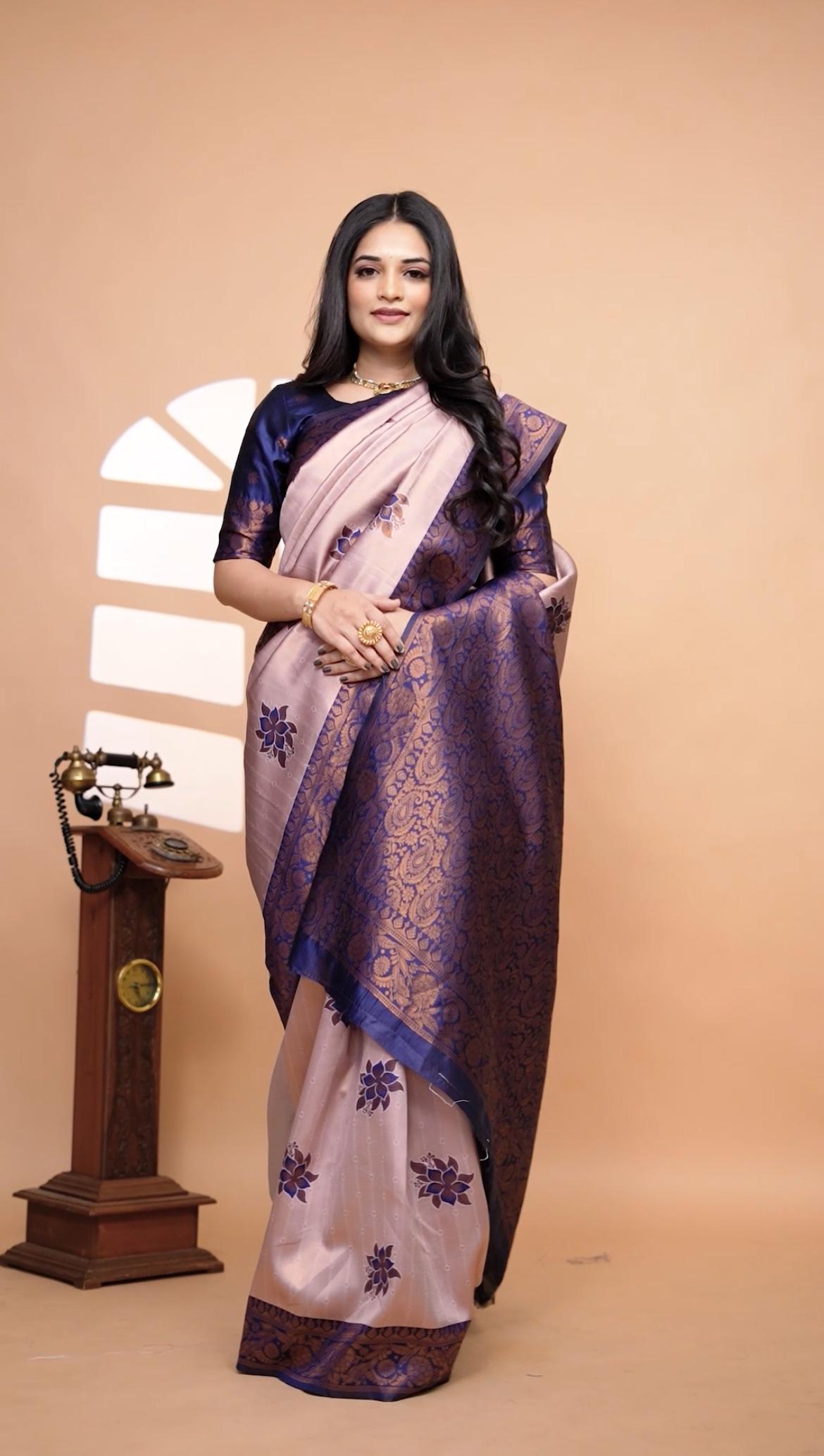 Beautiful Banarasi Silk Saree With With Zari Weaving