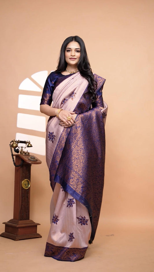 Beautiful Banarasi Silk Saree With With Zari Weaving