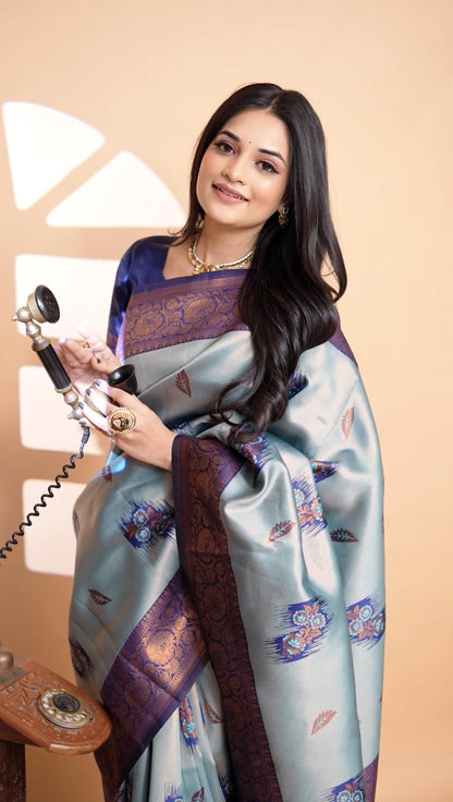 Beautiful Banarasi Silk Saree With With Zari Weaving