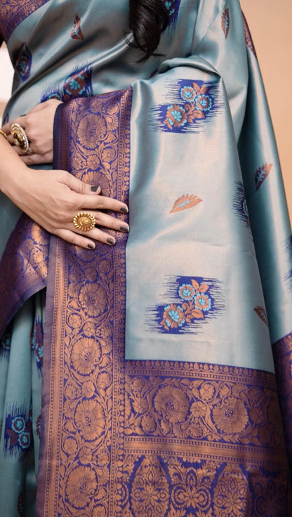 Beautiful Banarasi Silk Saree With With Zari Weaving