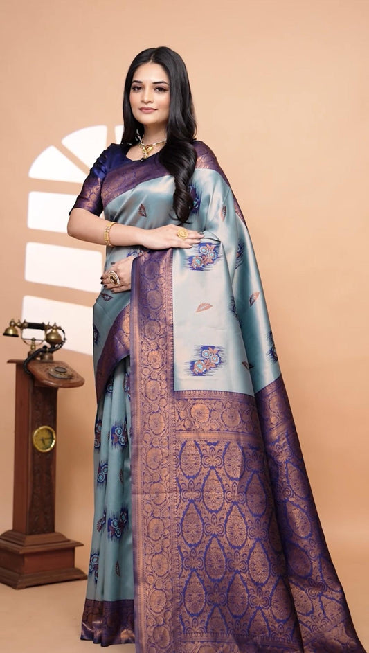 Beautiful Banarasi Silk Saree With With Zari Weaving