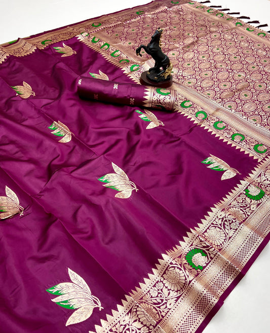 Elegant Festive Look Soft Silk Saree With Zari Weaving