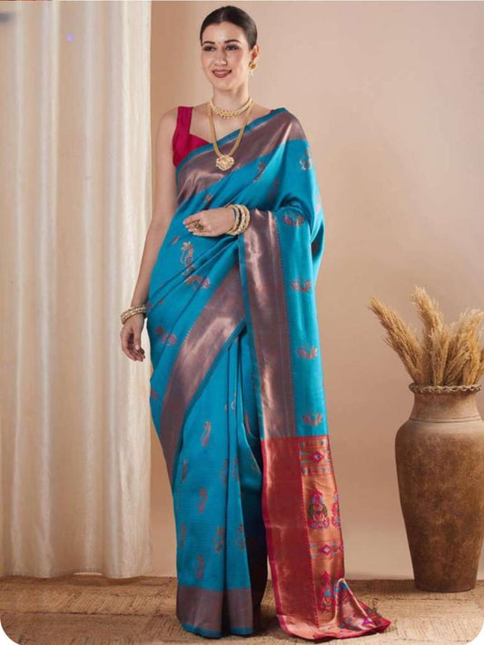Very Attractive Soft Silk Saree With Zari Weaving